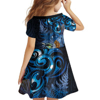 Aotearoa Matariki Family Matching Summer Maxi Dress and Hawaiian Shirt Maori Tribal with Silver Fern and Tui Bird Galaxy Style LT03 - Polynesian Pride