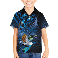 Aotearoa Matariki Hawaiian Shirt Maori Tribal with Silver Fern and Tui Bird Galaxy Style LT03 - Polynesian Pride