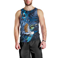 Aotearoa Matariki Men Tank Top Maori Tribal with Silver Fern and Tui Bird Galaxy Style - Polynesian Pride