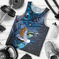 Aotearoa Matariki Men Tank Top Maori Tribal with Silver Fern and Tui Bird Galaxy Style - Polynesian Pride