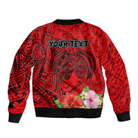 Personalised Hawaii Valentine Day Bomber Jacket Couple Love Heart mix Hibiscus and Polynesian Tattoo LT03 - Polynesian Pride