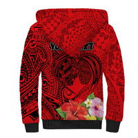 Personalised Hawaii Valentine Day Sherpa Hoodie Couple Love Heart mix Hibiscus and Polynesian Tattoo LT03 - Polynesian Pride