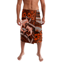 Polynesian Shark Valentine Day Lavalava Hibiscus and Tribal Tattoo Orange Style LT03 Orange - Polynesian Pride