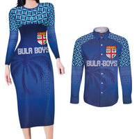 Custom Fiji Football-Towards World Cup 2026 Couples Matching Long Sleeve Bodycon Dress and Long Sleeve Button Shirt
