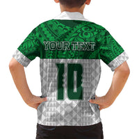 Custom Hawaii Volleyball-Kakau Motif Green Color Family Matching Long Sleeve Bodycon Dress and Hawaiian Shirt