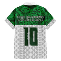 Custom Hawaii Volleyball-Kakau Motif Green Color Family Matching Puletasi and Hawaiian Shirt