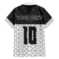 Custom Hawaii Volleyball-Kakau Motif Grayscale Color Family Matching Off Shoulder Maxi Dress and Hawaiian Shirt