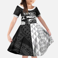 Custom Hawaii Volleyball-Kakau Motif Grayscale Color Family Matching Puletasi and Hawaiian Shirt