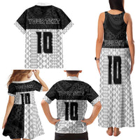 Custom Hawaii Volleyball-Kakau Motif Grayscale Color Family Matching Tank Maxi Dress and Hawaiian Shirt