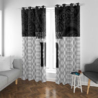 Custom Hawaii Volleyball-Kakau Motif Grayscale Color Window Curtain