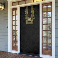 Philippines Barong Style Door Cover with Polynesian Art and Leaf Motif Black-Gold Color LT03 - Polynesian Pride