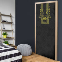 Philippines Barong Style Door Cover with Polynesian Art and Leaf Motif Black-Gold Color LT03 - Polynesian Pride