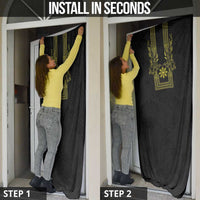 Philippines Barong Style Door Cover with Polynesian Art and Leaf Motif Black-Gold Color LT03 - Polynesian Pride