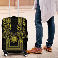 Philippines Barong Style Luggage Cover with Polynesian Art and Leaf Motif Black-Gold Color LT03 Black - Polynesian Pride