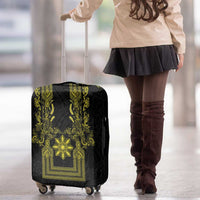 Philippines Barong Style Luggage Cover with Polynesian Art and Leaf Motif Black-Gold Color LT03 - Polynesian Pride