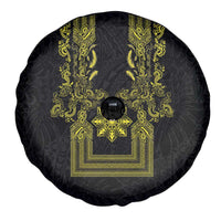 Philippines Barong Style Spare Tire Cover with Polynesian Art and Leaf Motif Black-Gold Color LT03 - Polynesian Pride