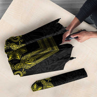 Philippines Barong Style Umbrella with Polynesian Art and Leaf Motif Black-Gold Color
