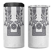 Philippines Barong Style 4 in 1 Can Cooler Tumbler with Polynesian Art and Leaf Motif Black-White Color LT03 One Size: 16 oz White - Polynesian Pride