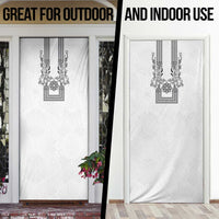 Philippines Barong Style Door Cover with Polynesian Art and Leaf Motif Black-White Color