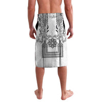 Philippines Barong Style Lavalava with Polynesian Art and Leaf Motif Black-White Color