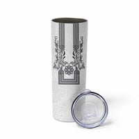 Philippines Barong Style Skinny Tumbler with Polynesian Art and Leaf Motif Black-White Color LT03 - Polynesian Pride