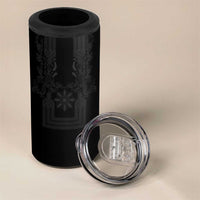 Philippines Barong Style 4 in 1 Can Cooler Tumbler with Polynesian Art and Leaf Motif Black Color LT03 - Polynesian Pride