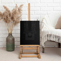 Philippines Barong Style Canvas Wall Art with Polynesian Art and Leaf Motif Black Color