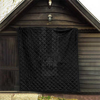 Philippines Barong Style Quilt with Polynesian Art and Leaf Motif Black Color