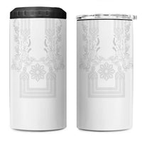 Philippines Barong Style 4 in 1 Can Cooler Tumbler with Polynesian Art and Leaf Motif White Color LT03 One Size: 16 oz White - Polynesian Pride