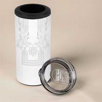 Philippines Barong Style 4 in 1 Can Cooler Tumbler with Polynesian Art and Leaf Motif White Color LT03 - Polynesian Pride