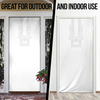 Philippines Barong Style Door Cover with Polynesian Art and Leaf Motif White Color