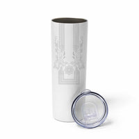 Philippines Barong Style Skinny Tumbler with Polynesian Art and Leaf Motif White Color LT03 - Polynesian Pride