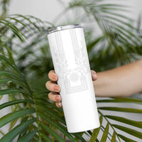 Philippines Barong Style Skinny Tumbler with Polynesian Art and Leaf Motif White Color LT03 - Polynesian Pride