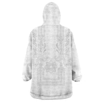 Philippines Barong Style Wearable Blanket Hoodie with Polynesian Art and Leaf Motif White Color LT03 - Polynesian Pride