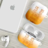 Philippines Barong Style AirPods Case with Polynesian Art and Leaf Motif Yellow Color