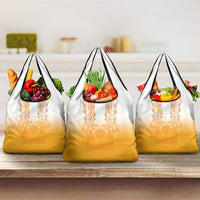 Philippines Barong Style Grocery Bag with Polynesian Art and Leaf Motif Yellow Color