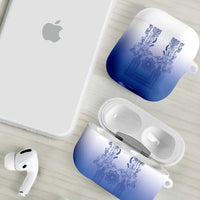 Philippines Barong Style AirPods Case with Polynesian Art and Leaf Motif Blue Color
