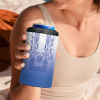 Philippines Barong Style 4 in 1 Can Cooler Tumbler with Polynesian Art and Leaf Motif Blue Color LT03 - Polynesian Pride