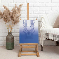 Philippines Barong Style Canvas Wall Art with Polynesian Art and Leaf Motif Blue Color