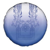 Philippines Barong Style Spare Tire Cover with Polynesian Art and Leaf Motif Blue Color