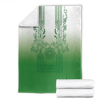 Philippines Barong Style Blanket with Polynesian Art and Leaf Motif Green Color