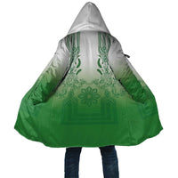 Philippines Barong Style Cloak with Polynesian Art and Leaf Motif Green Color