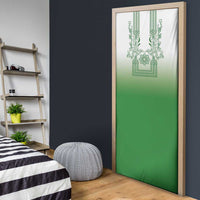 Philippines Barong Style Door Cover with Polynesian Art and Leaf Motif Green Color
