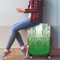 Philippines Barong Style Luggage Cover with Polynesian Art and Leaf Motif Green Color