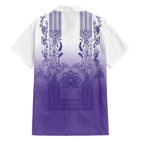 Philippines Barong Style Family Matching Puletasi and Hawaiian Shirt with Polynesian Art and Leaf Motif Purple Color LT03 - Polynesian Pride