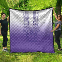 Philippines Barong Style Quilt with Polynesian Art and Leaf Motif Purple Color