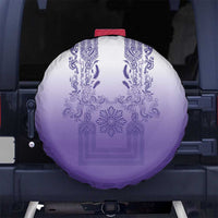 Philippines Barong Style Spare Tire Cover with Polynesian Art and Leaf Motif Purple Color LT03 No hole Purple - Polynesian Pride