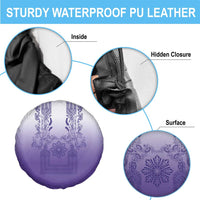 Philippines Barong Style Spare Tire Cover with Polynesian Art and Leaf Motif Purple Color LT03 - Polynesian Pride