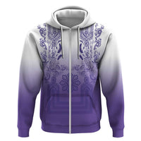 Philippines Barong Style Zip Hoodie with Polynesian Art and Leaf Motif Purple Color LT03 Zip Hoodie Purple - Polynesian Pride