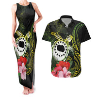 Kia Orana Cook Islands Couples Matching Tank Maxi Dress and Hawaiian Shirt Turtle and Hibiscus Polynesian Pattern LT03 Yellow - Polynesian Pride